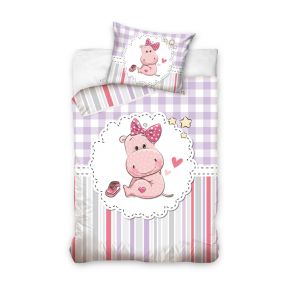 Baby Ledikant Overtrek Girl Hippo (Pink/Purple)